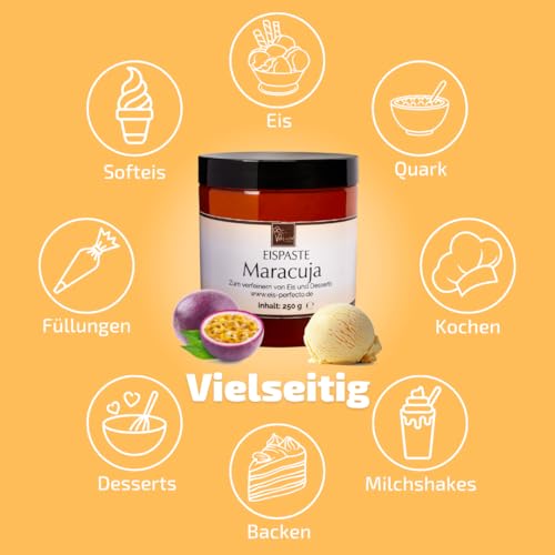 Maracuja-Eispaste für fruchtiges aromatisches Eis » Auch zum Verfeinern von leckerem Eis, Desserts, Getränke, Pralinen Torten und vielem mehr » Inhalt 250 g – Bild 5