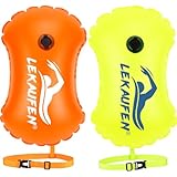 2 Pack Swim Buoy for Open Water, Swimming Bubble Safety Float with Adjustable Waist Belt for Swimmers Triathletes Kayakers Snorkelers, Swimming Open Water Buoy for Safer Swim Training
