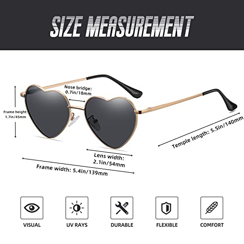 Polarized Heart Sunglasses for Women Cute Heart Shaped Sunglasses,Fashion Lovely Style UV400 Protection Lens4