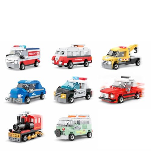 TOWN BLOCKS Veicolo da Costruire con Retrocarica, Set Costruzioni 6+ Anni (87-94 Pezzi), Macchinina Pull Back da Assemblare, Modello Assortito