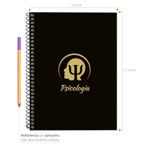Caderno Universitário Espiral 1 Matéria Profissões Psicologia (Preto e Gold)