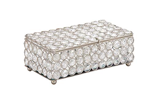 Deco 79 Glam Metal Rectangle Jewelry Box, 8" X 4" X 3", Silver #TOP5
