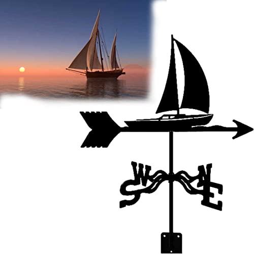 Deko Wetterfahne,Segelboot Edelstahl Wetterfahne für Yard Dekoration mit Anti Rost Sprühfarbe Skulptur Dekor Yard Zeichen 13,4 x 26 Zoll Cover
