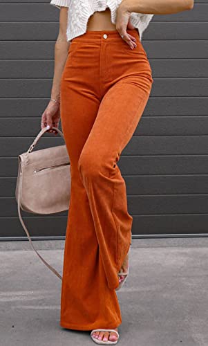 CHARTOU Women's Vintage Corduroy High Waist Flared Bell Bottom Slim Fit Pants3