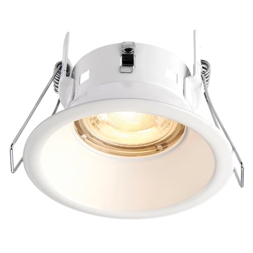 National Lighting SPECULO Downlights Matt White Fire LED GU10 Anti Glare Spotlights-IP65 Rated Waterproof Recessed Bathroom Ceiling Lights