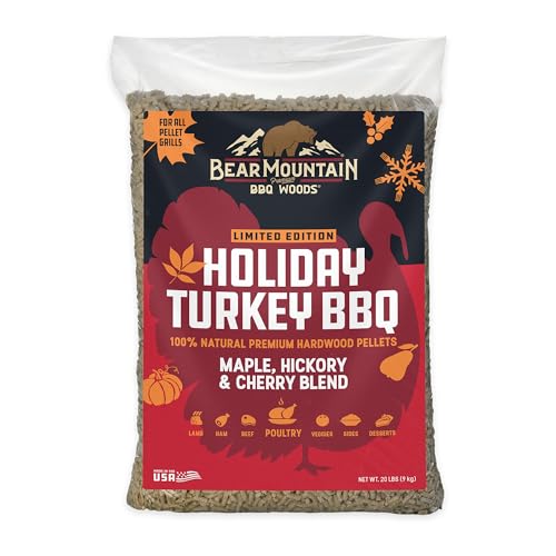 Bear Mountain BBQ Maple, Hickory & Cherry Blend Smoker Pellets, Holiday Turkey Blend, 20 Pounds