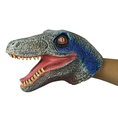 FantasyParty Hand Puppet Realistic Velociraptor Role Play Toy Dinasour Latex Puppet for Both Adult and Children Blue