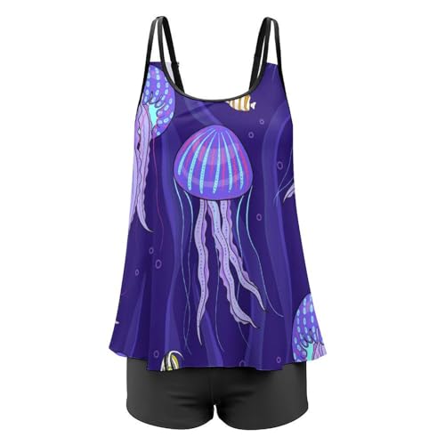 Maillot de bain tankini ensembles bikini avec short de garçon robe de plage violette