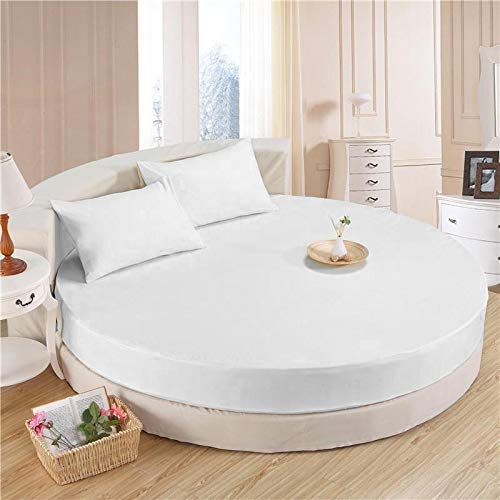 4 Piece Round Bed Sheet Set - 100% Cotton 800 Thread Count 1 Flat Sheet, 1 Round Bed Fitted Sheet And 2 Pillow Cover - Easy Fit With 15" Deep Pocket,