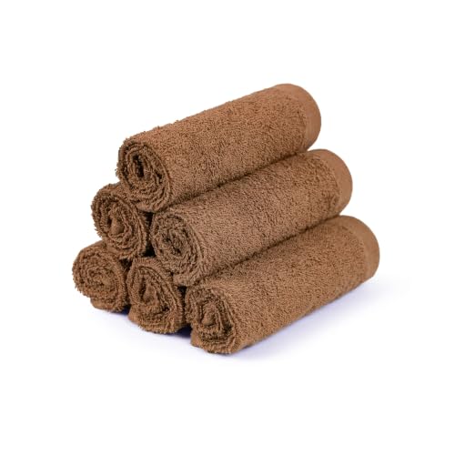 Image of MYTRIDENT Face Towel | Urban Comfort | Quick Drying | Travel Friendly | for Men /Women | 6 Pc Face Towel (30 cm x 30 cm) | 100% Cotton 450 GSM - Coconut Shell
