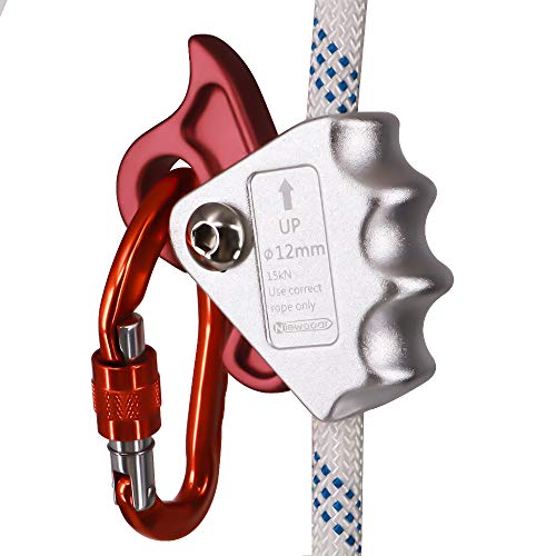 Newdoar Rope Grab Ascender 15Kn Riser Adjuster Fits 12Mm Rope For Rocking Climbing Protection Rescue(Red) #TOP4