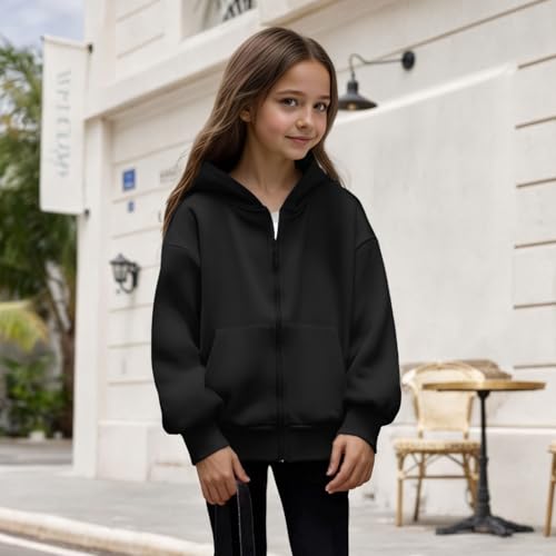 Zip Up Hoodies Solid Color Pocket Hooded Jackets Long Sleeve Drop Shoulder Outerwear Casual Lightweight Sweatshirts3