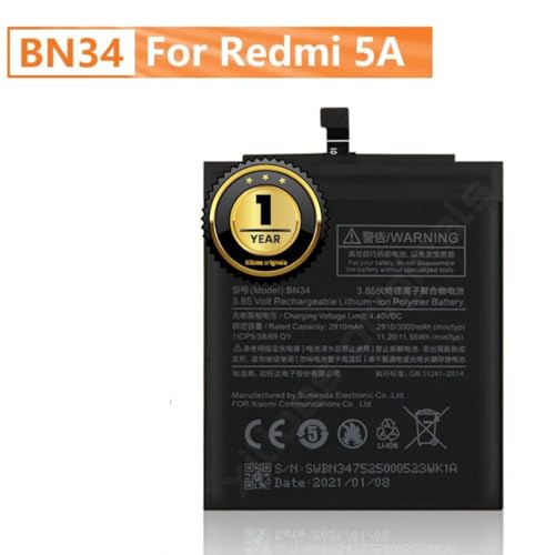 Image of BN34 Battery for Redmi 5A / 5A / MCG3B / MCI3B / Battery with 1 Year Warranty **(B6)