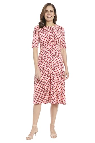 Image of London Times Women's Womens Elbow Sleeve A-line Midi - Pretty Garden Party Dress - Special Occasion Wedding Guest Dress