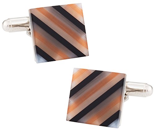 Cuff-Daddy Translucent Black, Orange, Gray Fiber Optic Cufflinks with Presentation Box