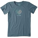 Life is good Women's Crusher Beach Wave Heart T-Shirt (Pacific Blue)