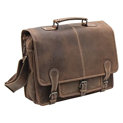 Wombat Urban Men's Rugged Large Brown Leather Satchel Bag | Travel Office Business Cover