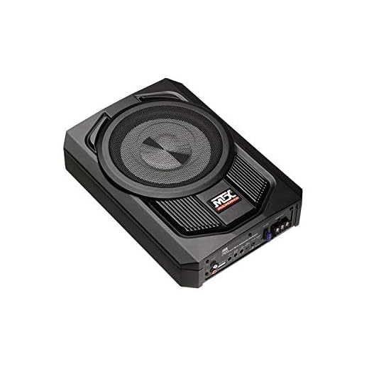 MTX TN8MS Terminator 8 Inch Micro Compact Amplified Subwoofer Enclosure for Small Vehicles with Class A/B Amplifier, Variable Bass Boost, External Bass Control, and Smart Engage Auto Turn On Circuitry
