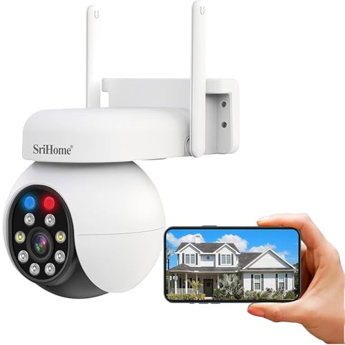 Image of Srihome SH052 5MP 4K UHD 3840 x 2160p WiFi IP Camera PTZ Outdoor Home Security CCTV Camera 2 Way Talk Pan & Tilt Color Night Vision Motion Detection Supports MicroSD Card Upto 128GB