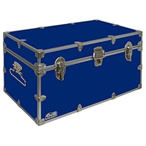 C&N Footlockers UnderGrad Storage Trunk – College Dorm Chest – Durable with Lid Stay – 32 x 18 x 16.5 Inches (Royal Blue)