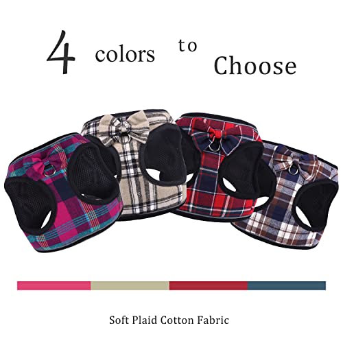 Soft Plaid Dog Harness, Adjustable No Pull Reflective Comfort Padded Pet Vest For Dogs (Red&Blue, 2X-Small) #TOP4