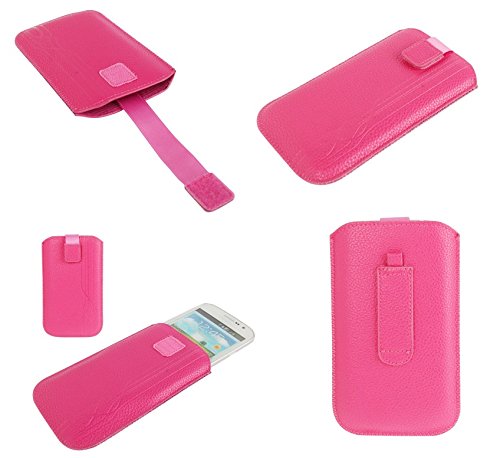 DFV mobile - Pouch Case Lines Embossing & Belt Loop & Pull Tab for Kingcom Sigma S1 - Pink