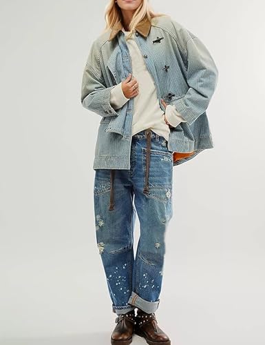 Barrel Jeans Women Trendy Low Rise Drawstring Baggy Jeans Vintage Pant Casual Wide Leg Horseshoe Demin with Pockets3