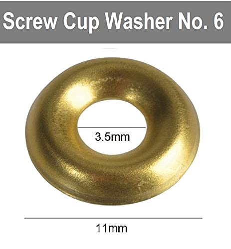 TERF® 100 Pcs Brass Plated Screw Cup Washer Size No. 6 Countersunk Screw Surface Finishing Cup Washers Gauge Size No. 6g - Image 3