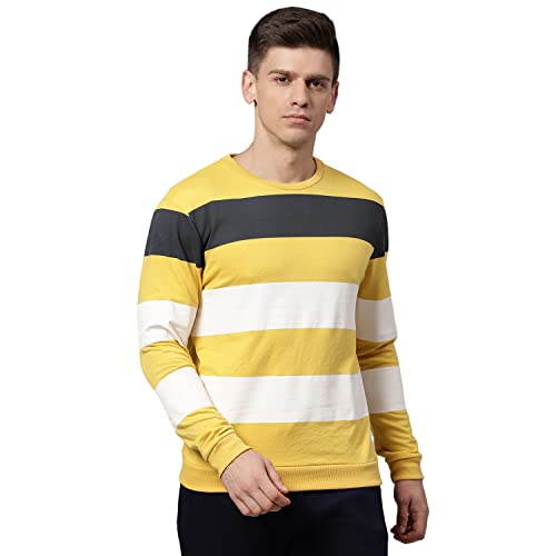 Image of Hubberholme Women's Winter Wear Cotton Blend Striped Crew Neck Pullover Sweatshirt