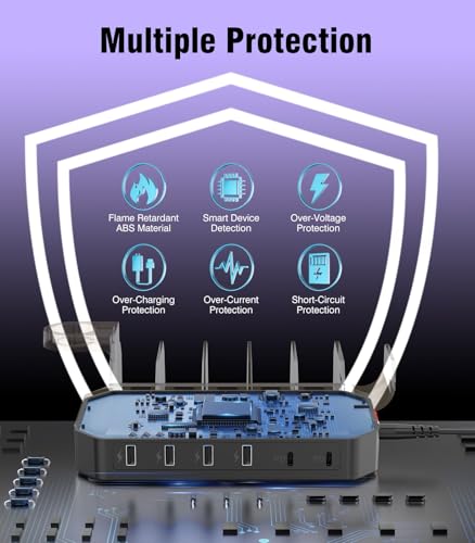 95W Fast Charging Station for Multiple Devices, 6-Port USB Charging Dock - image 4