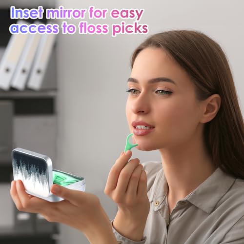 Image of Gerkia Portable Dental Floss Bag - Easy to Store Floss Picks Perfect for Travel, Hotels, Dinners, Appointments, ink tree, 1 Foot (Pack of 1)