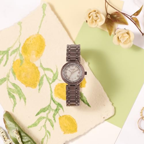 Image of Sonata Poze 8 Quartz Analog with Lt. Beige Dial IP Brown Alloy Strap Watch for Women - SP80163QM01W