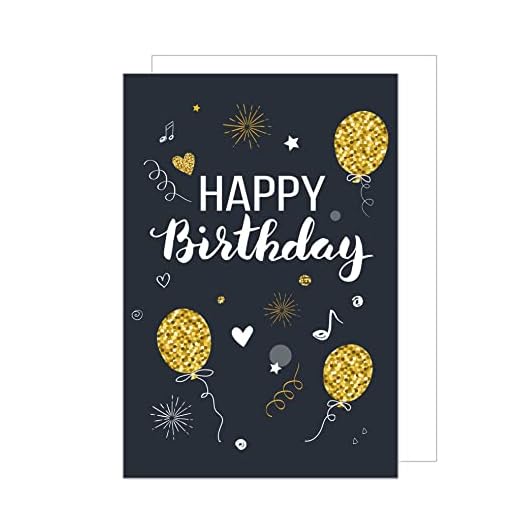 Edition Seidel Tarjeta de felicitación de cumpleaños XXL con sobre, formato DIN A4, tarjeta de felicitación, billet, cumpleaños, feliz, cumpleaños, hombre, mujer, globos dorados (A4-G2896)