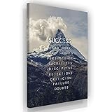 Success Mountain Motivational Wall Canvas Print Office Decor Modern Art Hustle Inspiration Decoration Inspire Quote Entrepreneur Motivation (24' x 18')