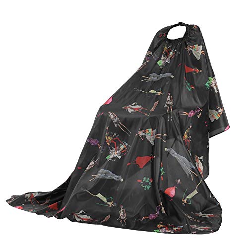 Preisvergleich Produktbild Haarschneideumhang - KSTEE Friseurschürze Schwarz mit roten Streifen Salonhaarschnitt Friseurfriseure Haarschneideumhang for Erwachsene