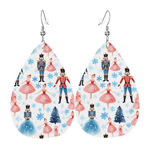 ayvcxui Nutcracker Mouse King Ballet Dance Faux Leather Earrings Teardrop Dangle Earring Lightweight Jewelry Earring Gifts For Women