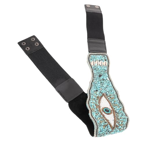Ceinture large perles turquoise style boho pour robe femme