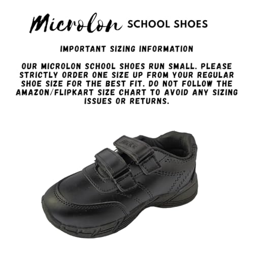 Image of Microlon Unisex School Uniform Shoes - Black and White