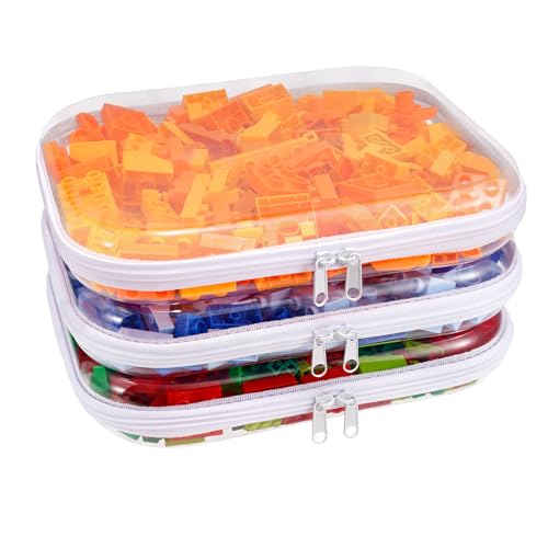 Image of Clear Hard Shell Zipper Case,3PCS Transparent Clear Zipper Pouches,Hard Side Plastic Case Set,Portable Travel Storage Organizer Bins