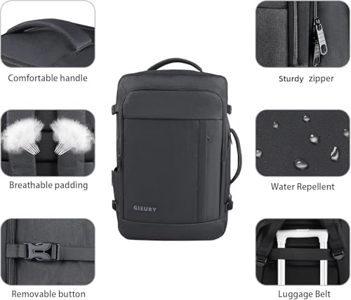Image of 55L Carry On Backpack, Extra Large Travel Backpack for Men & Women, Expandable 60L Big Capacity Bag For Airplanes, Travel Gifts for Men Women, Fits 18.4 Inch Laptop, Luggage Suitcase Daypack, Black