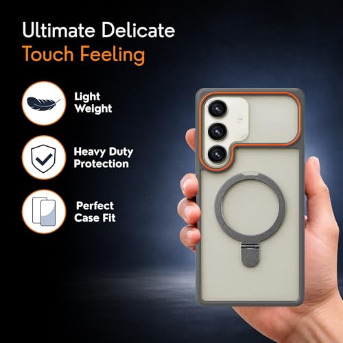 Image of AIBEX Back Cover for Samsung Galaxy S25 Fe 5G MagSafe Compatible | Slim Case with Wireless Charging Support | Anti-Scratch, Shockproof, Anti-Fingerprint & Lightweight Military Protective Cover - Grey