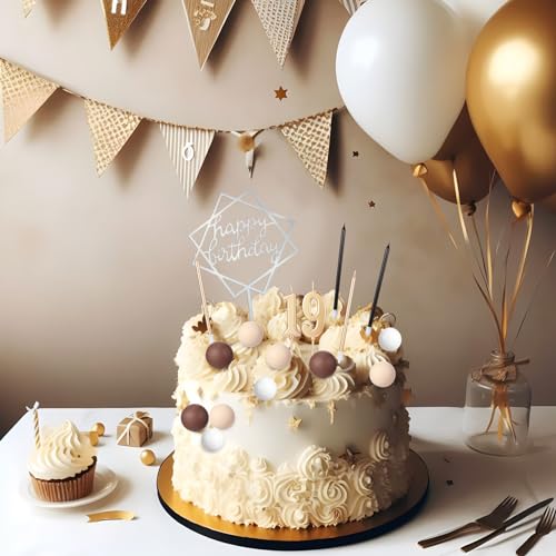 Yerliker 34 Pcs Happy Birthday Cake Toppers Decorations Birthday Candles DIY Cake Decor for Men Women Wedding Anniversary(Boho) by Yerliker - Image 5