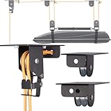RoakyRoasy Cargo Box Hoist for Garage Ceiling with Metal Pulley System Holds 150 lbs, 5.5" Low-profile Rooftop Carrier Storage Lift, Parallel or Perpendicular Mounted