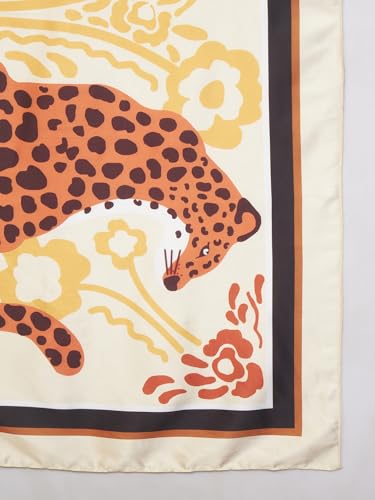 Image of Ravaiyaa - Attitude is everything Women Silk Digital Print Large Square Scarf Breathable Lightweight Neckerchief Printed Headscarf 40 inch x 40 inch Inch