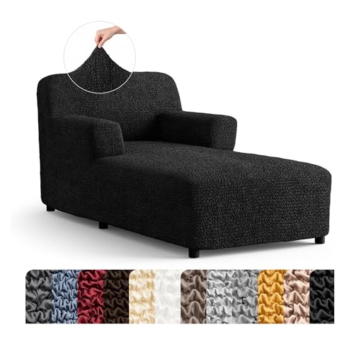 PAULATO BY GA.I.CO. PAULATO BY GA.I.CO. Stretch Chaise Lounge Slipcover 1-Piece Non-Slip – Soft Elastic Lounge Chair Covers – Furniture Protector Washable - Black (with Armrest 32"-48" Wide) sold by Mamma Mia Covers - Amazon
