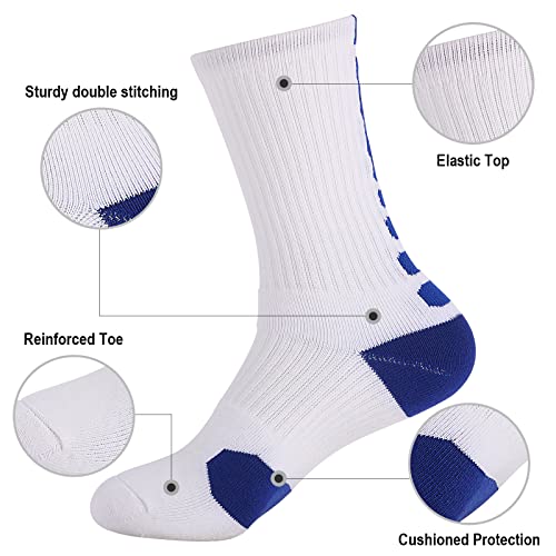 Dbxiiart 5 Pairs Sport Basketball Socks Training Compression Socks, Athletic Crew Thick Sock Cushioned Breathable Towel Sports Socks, Soccer Hiking Ski Athletic Outdoor Sports Socks For Men #TOP2