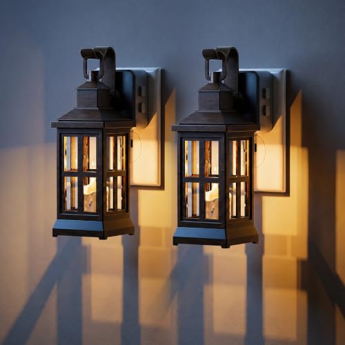 Image of JandCase Vintage Night Light, Flame Lantern Night Lights Plug into Wall