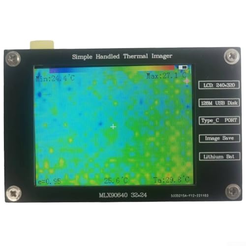 MLX90640 Cámara de imagen térmica de mano con 320 x 240 para resolución IR y pantalla TFT de 2,8 pulgadas para medición industrial