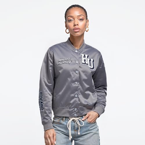 Pro Standard Womens College Howard University Classic Essentials Satin Jacket Gray 2Xl