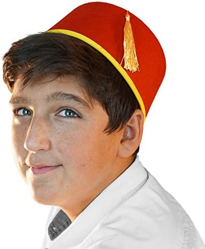 Red Fez Hat - Red with Gold Tassel 